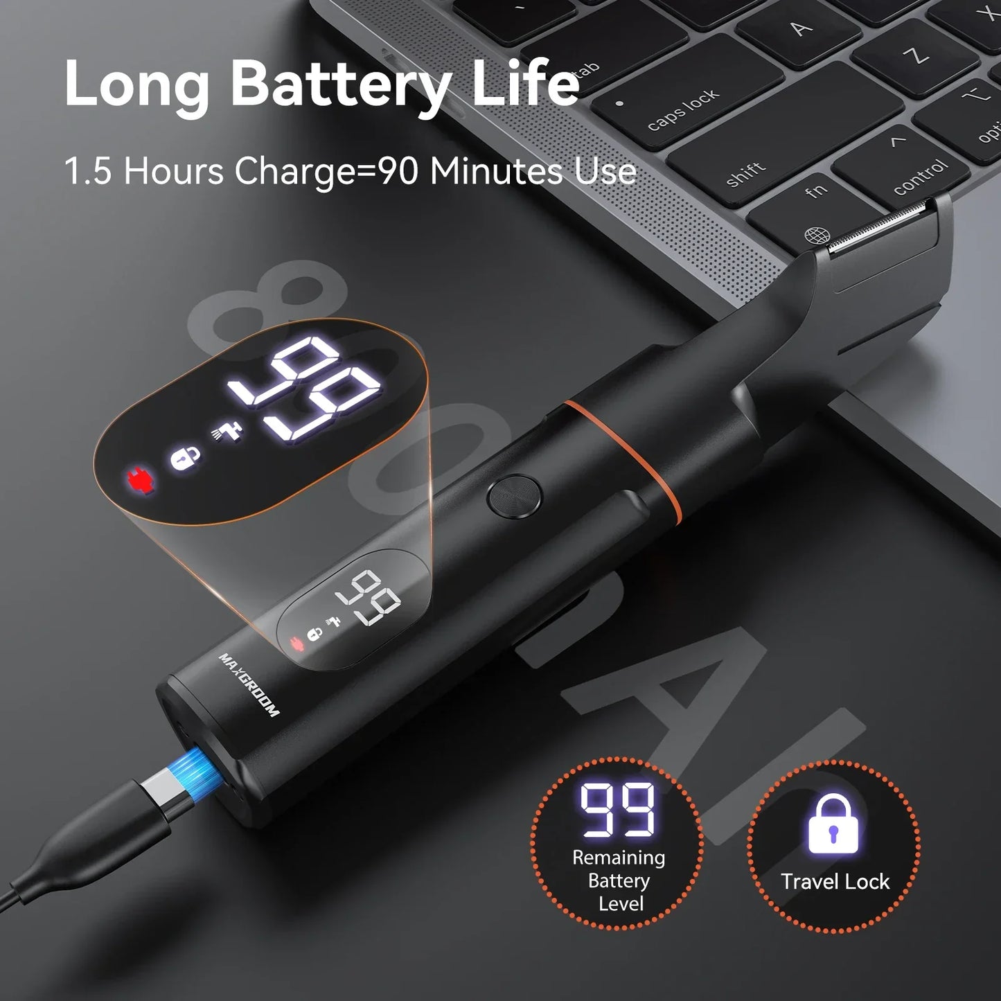 4 in 1 Body Hair Trimmer Kit for Men Waterproof Electric Shaver Black-4