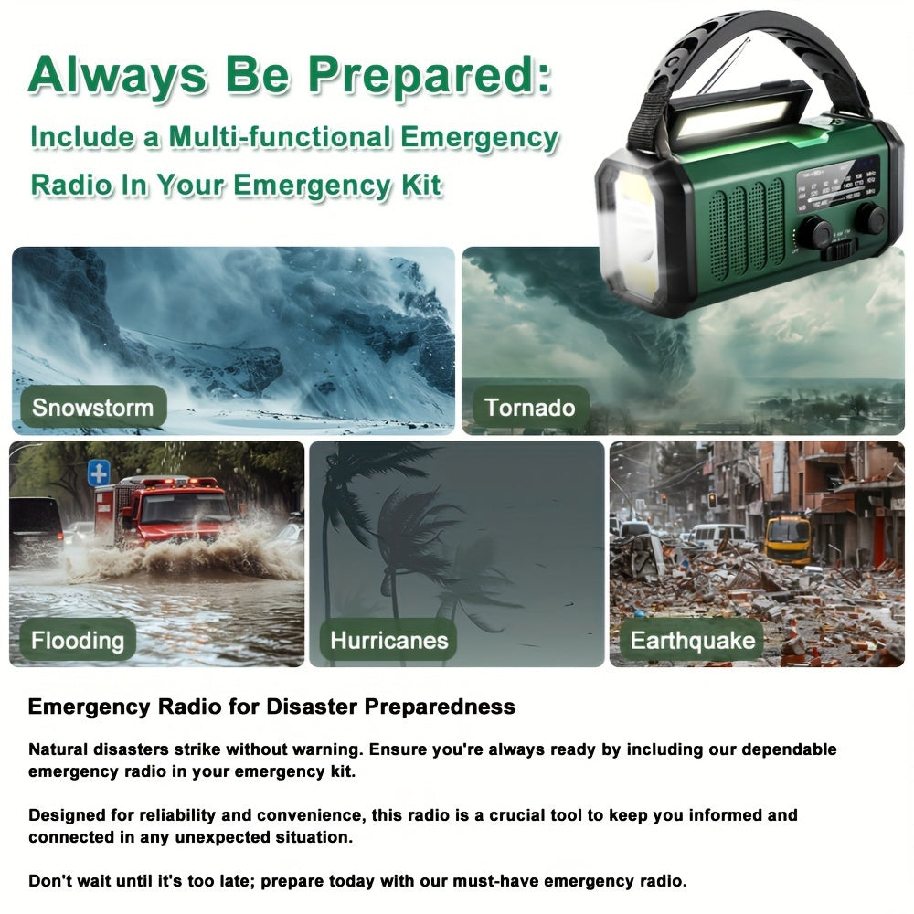 10000mAh Solar-Powered Emergency Radio with Flashlight-4