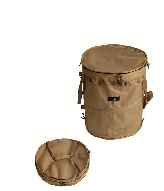 Khaki Portable Collapsible Rubbish Bin: Perfect for Outdoor Adventures-0