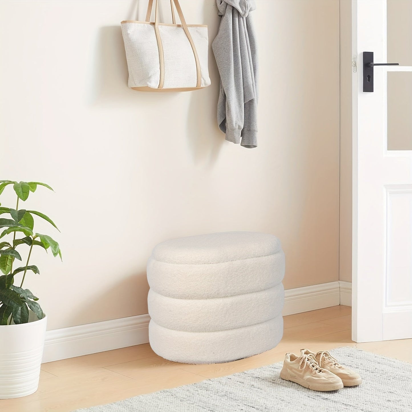 Storage Stool Mushroom Shape with Plush Seat-2