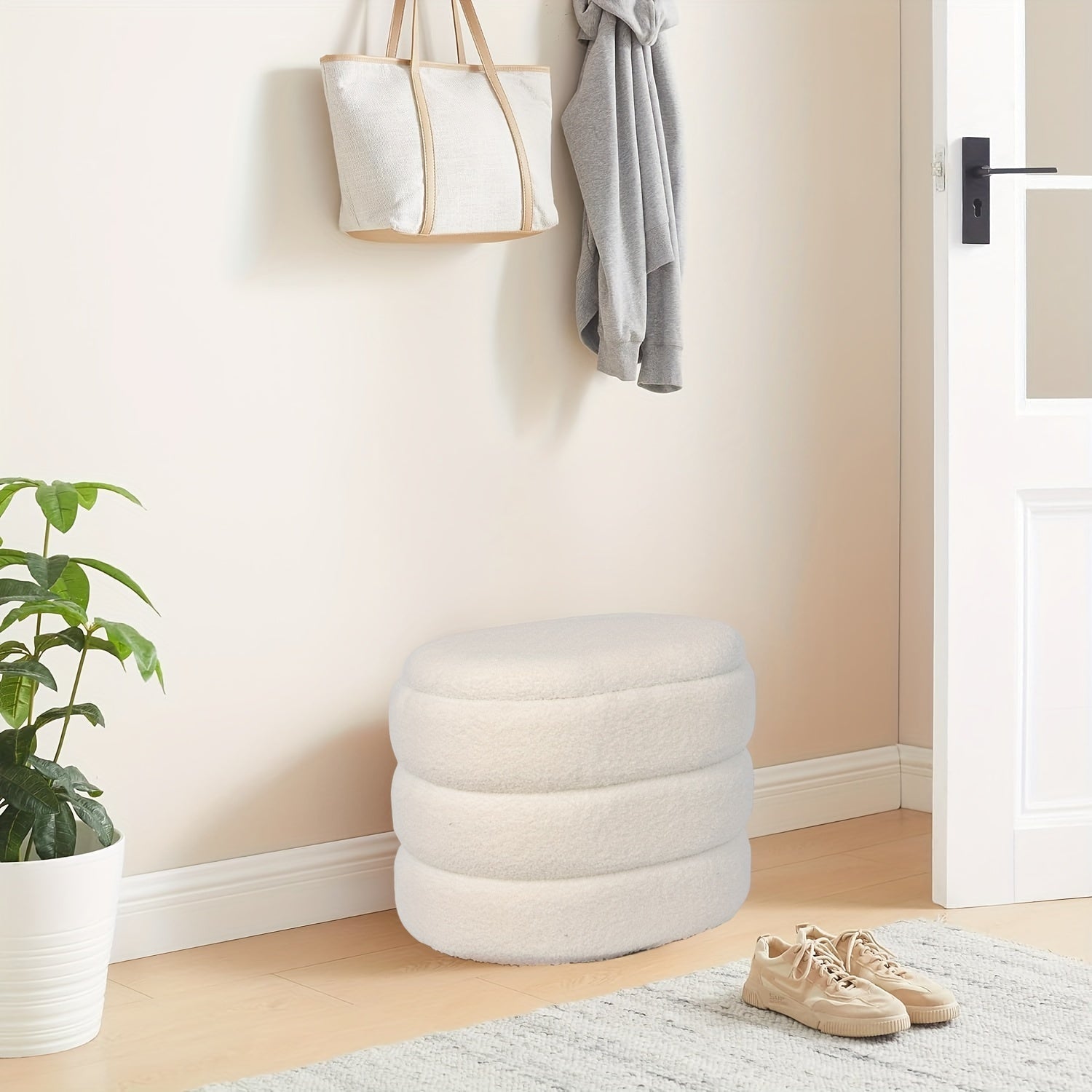 Storage Stool Mushroom Shape with Plush Seat-2