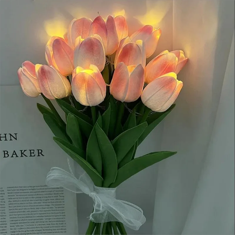 10pcs LED Tulip Artificial Flowers Bouquet for Home Decoration-1