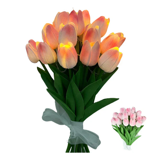 10pcs LED Tulip Artificial Flowers Bouquet for Home Decoration-0