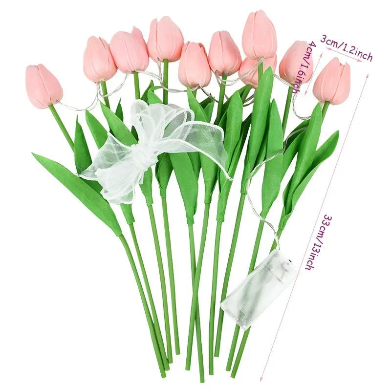 10pcs LED Tulip Artificial Flowers Bouquet for Home Decoration-3