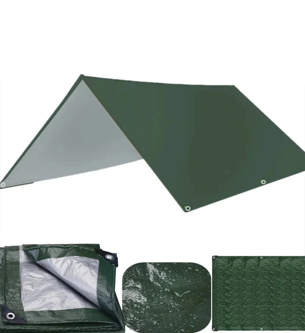 Large Waterproof Camping Tarp Outdoor Sun Shelter (Green)-0