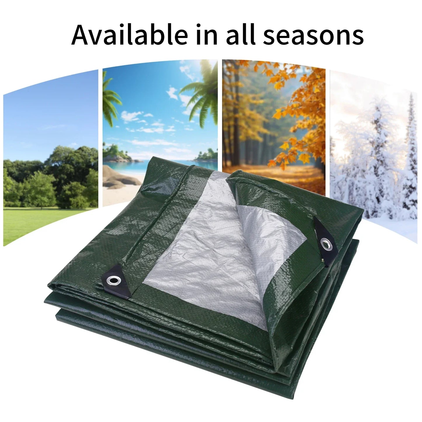 Large Waterproof Camping Tarp Outdoor Sun Shelter (Green)-3