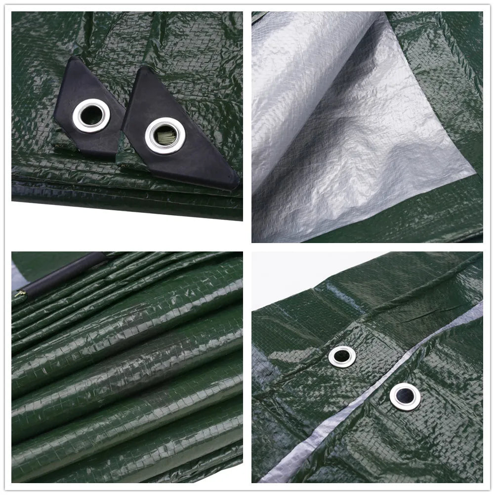 Large Waterproof Camping Tarp Outdoor Sun Shelter (Green)-4