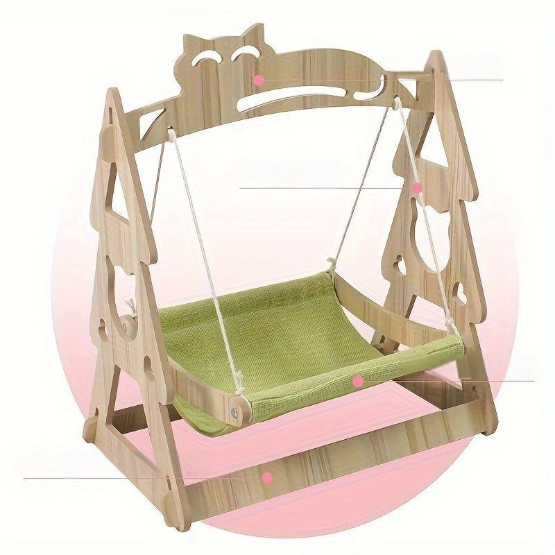 Cat Hammock Tree with Scratching Rope Lounger Bed-2