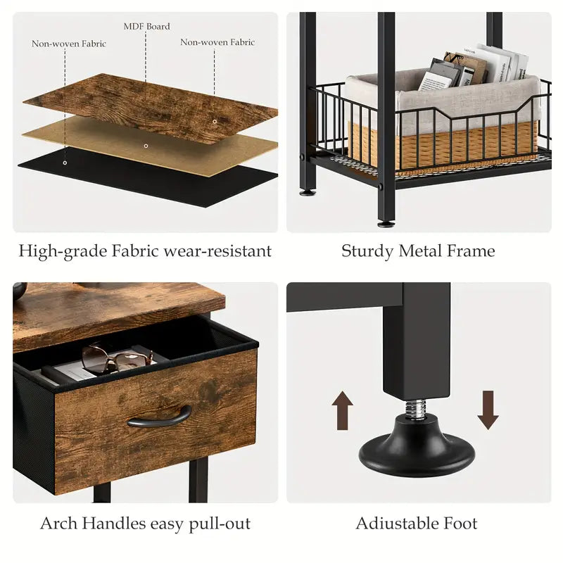 Versatile Bedside Table Organizer - Brown-2