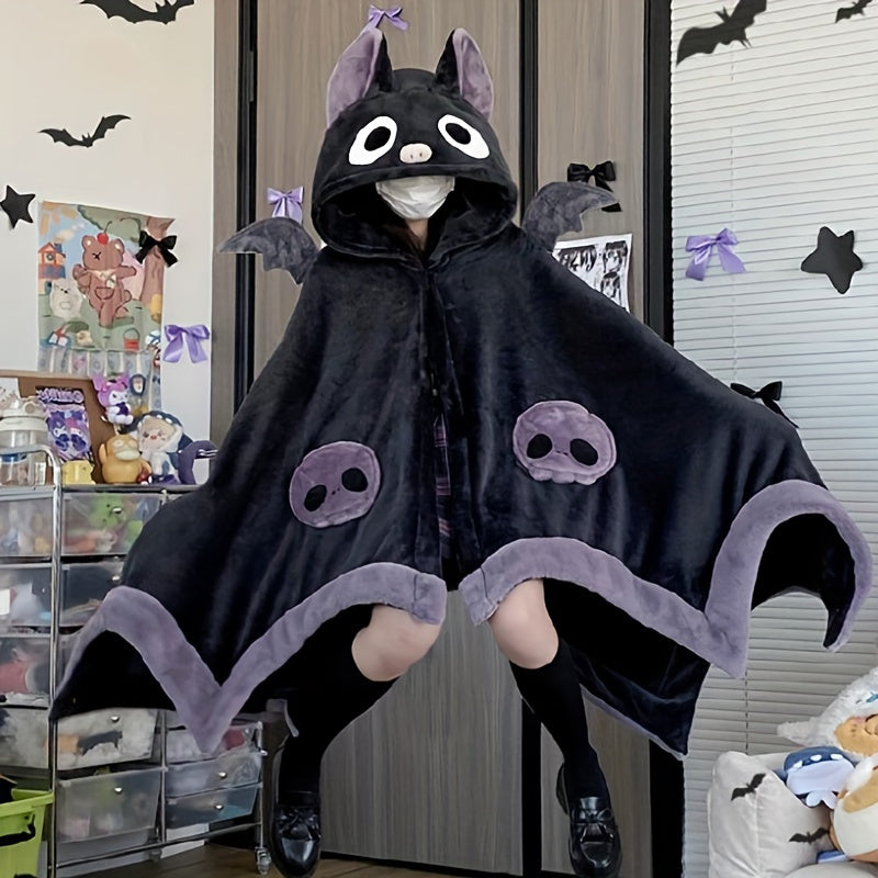 Chill-Proof Cozy Bat-Themed Hooded Wearable Blanket-4