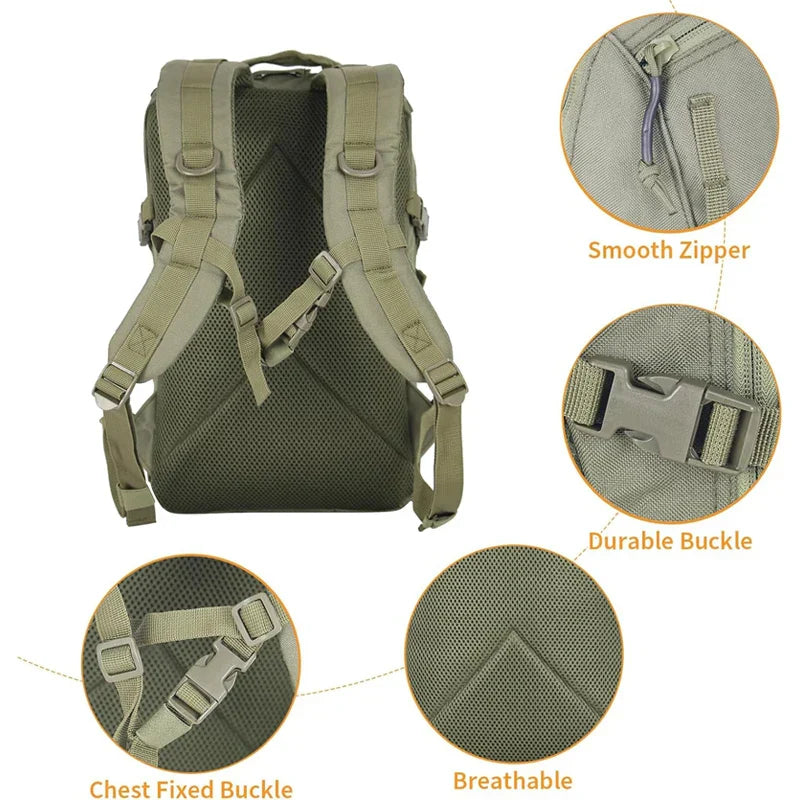 Waterproof Tactical Backpack Molle Rucksack Green-3