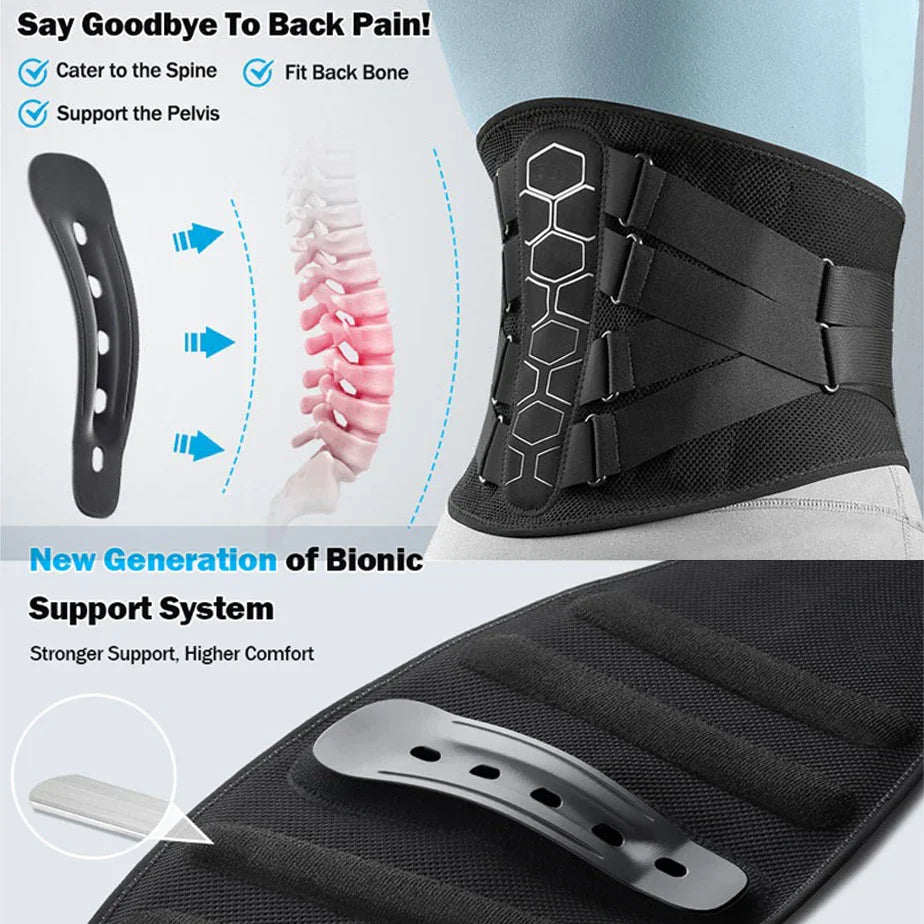 Back Brace for Lower Back Pain Relief with Pulley System Black, XL-3