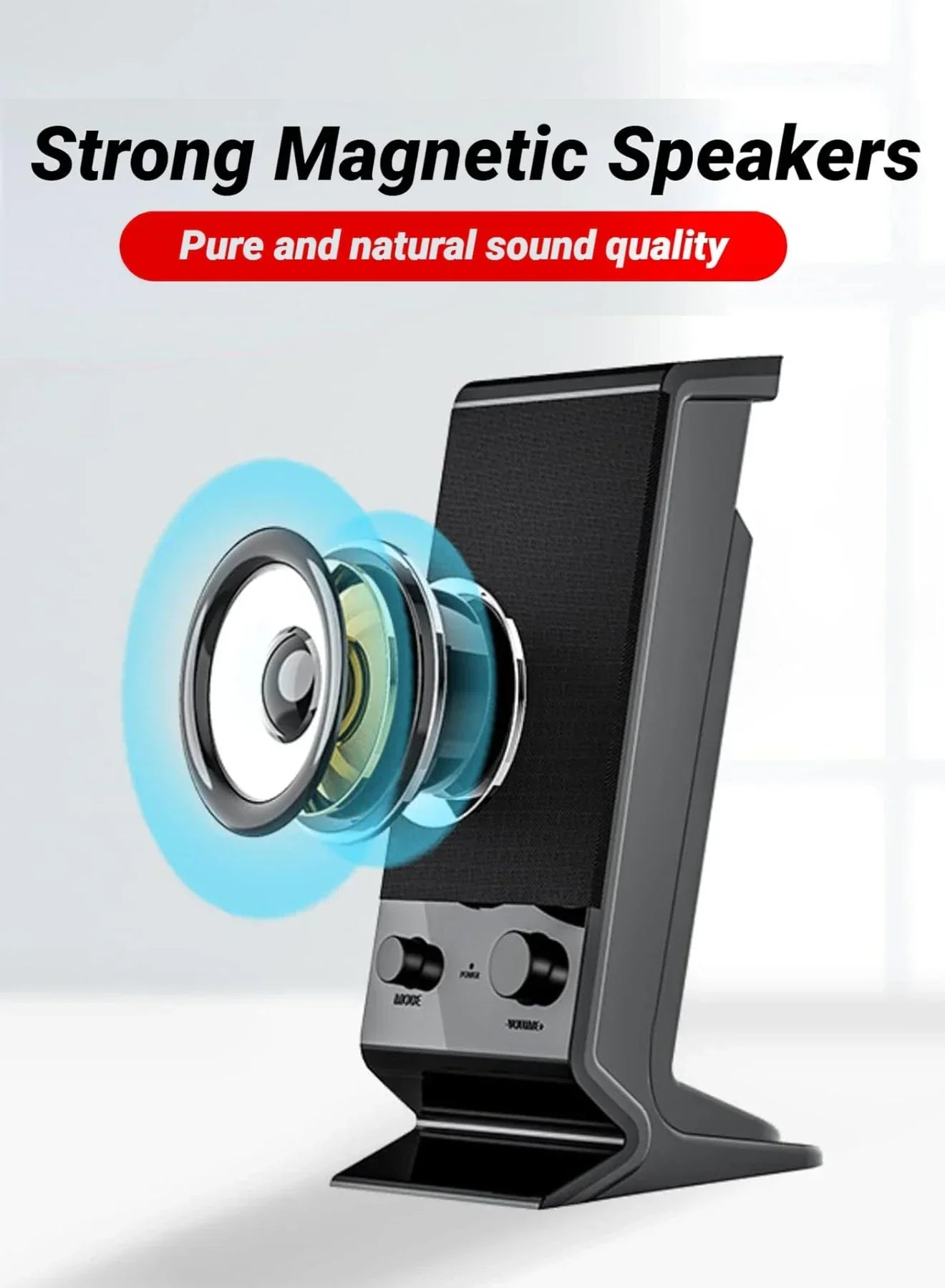 Compact USB Laptop Speakers with Volume Control (Black)-2