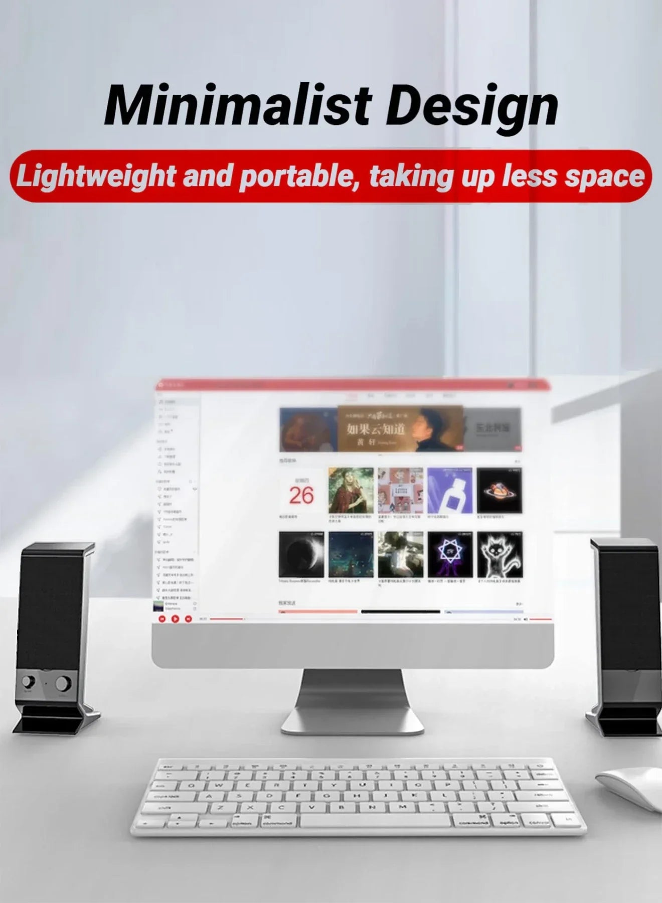 Compact USB Laptop Speakers with Volume Control (Black)-3