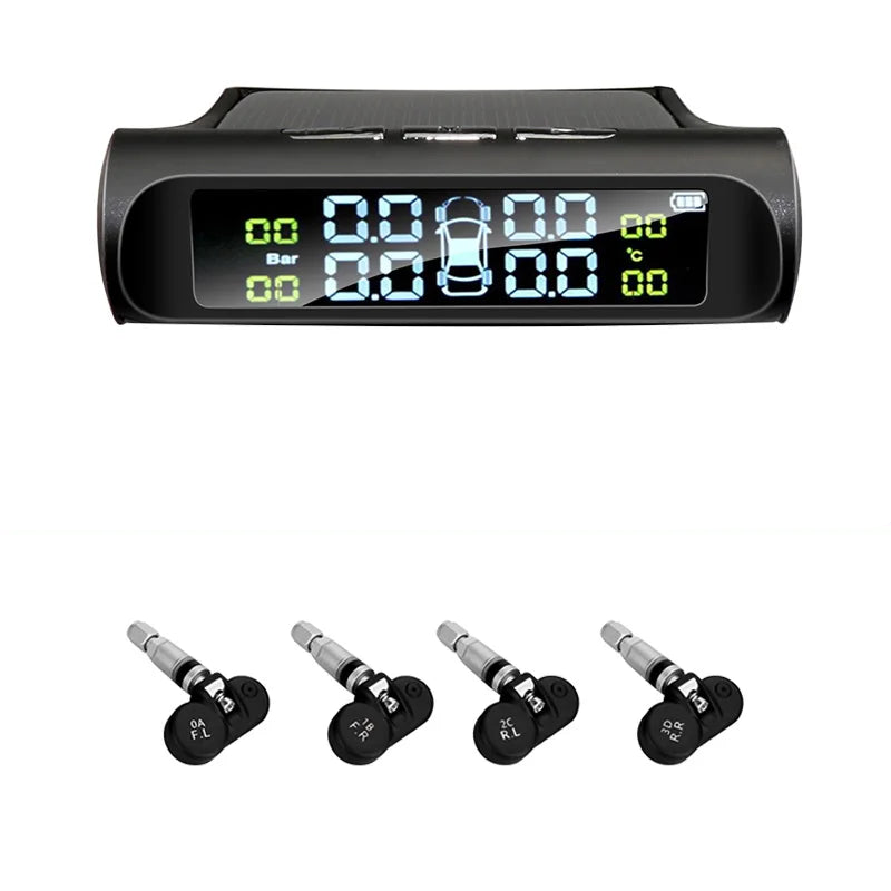 Solar Powered TPMS Wireless Tire Pressure Monitoring Black-0