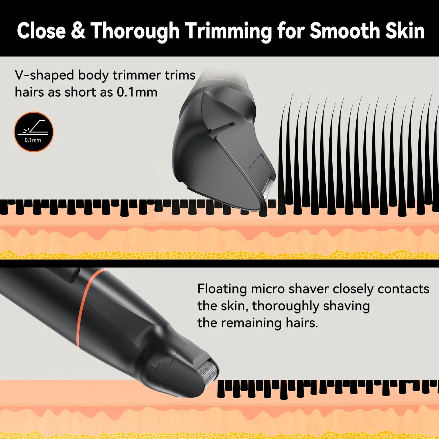 4 in 1 Body Hair Trimmer Kit for Men Waterproof Electric Shaver Black-3