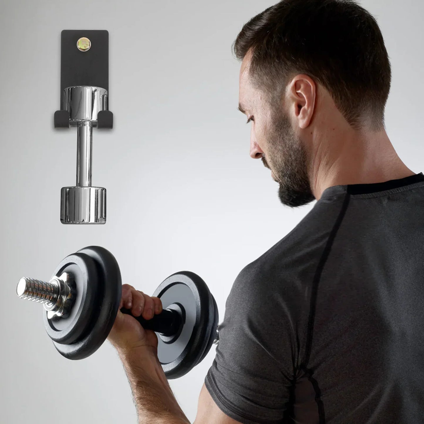 Wall-Mounted Barbell Storage Rack - Steel Holder-4