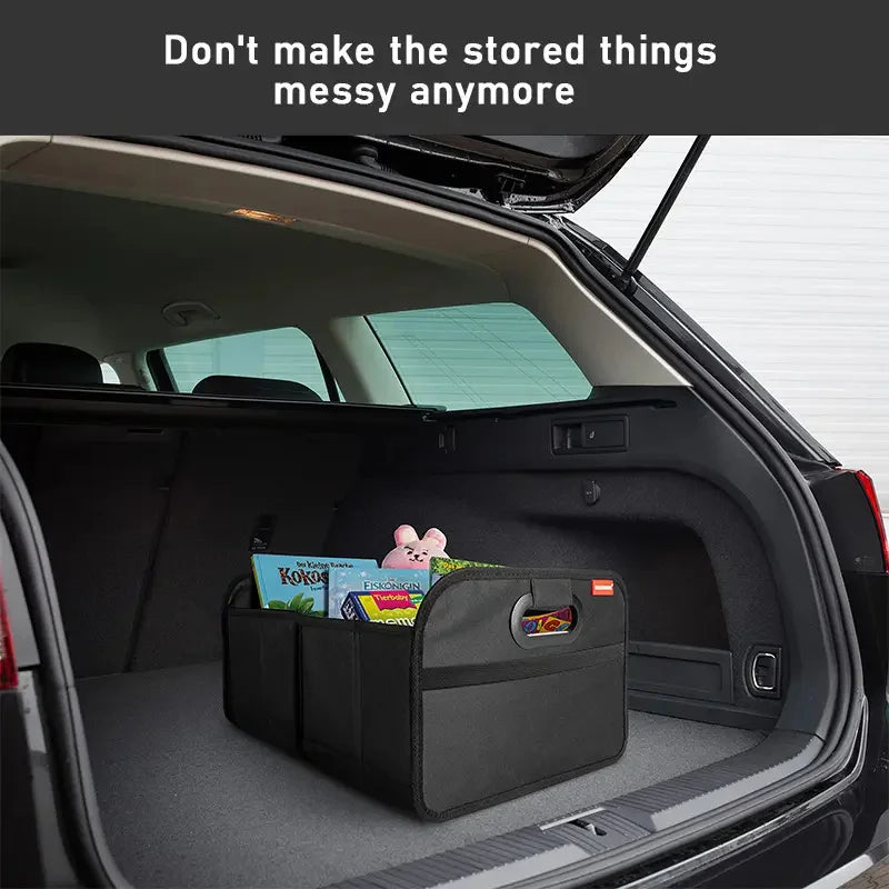 Large Collapsible Trunk Storage Box with Multi Pockets Black-4
