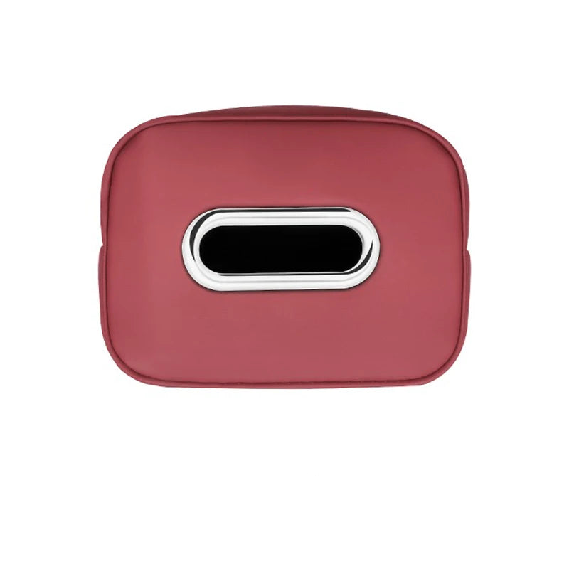 Leather Car Tissue Organizer Storage Bag–Multi-Position Holder Red-0