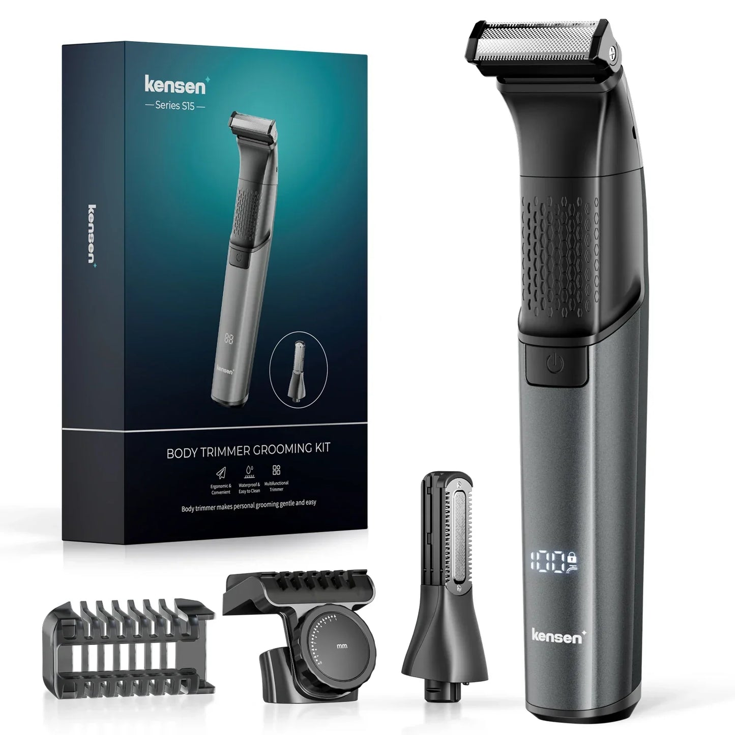 2-in-1 Dual-Sided Electric Trimmer Shaver Beard Body Razor Black-0