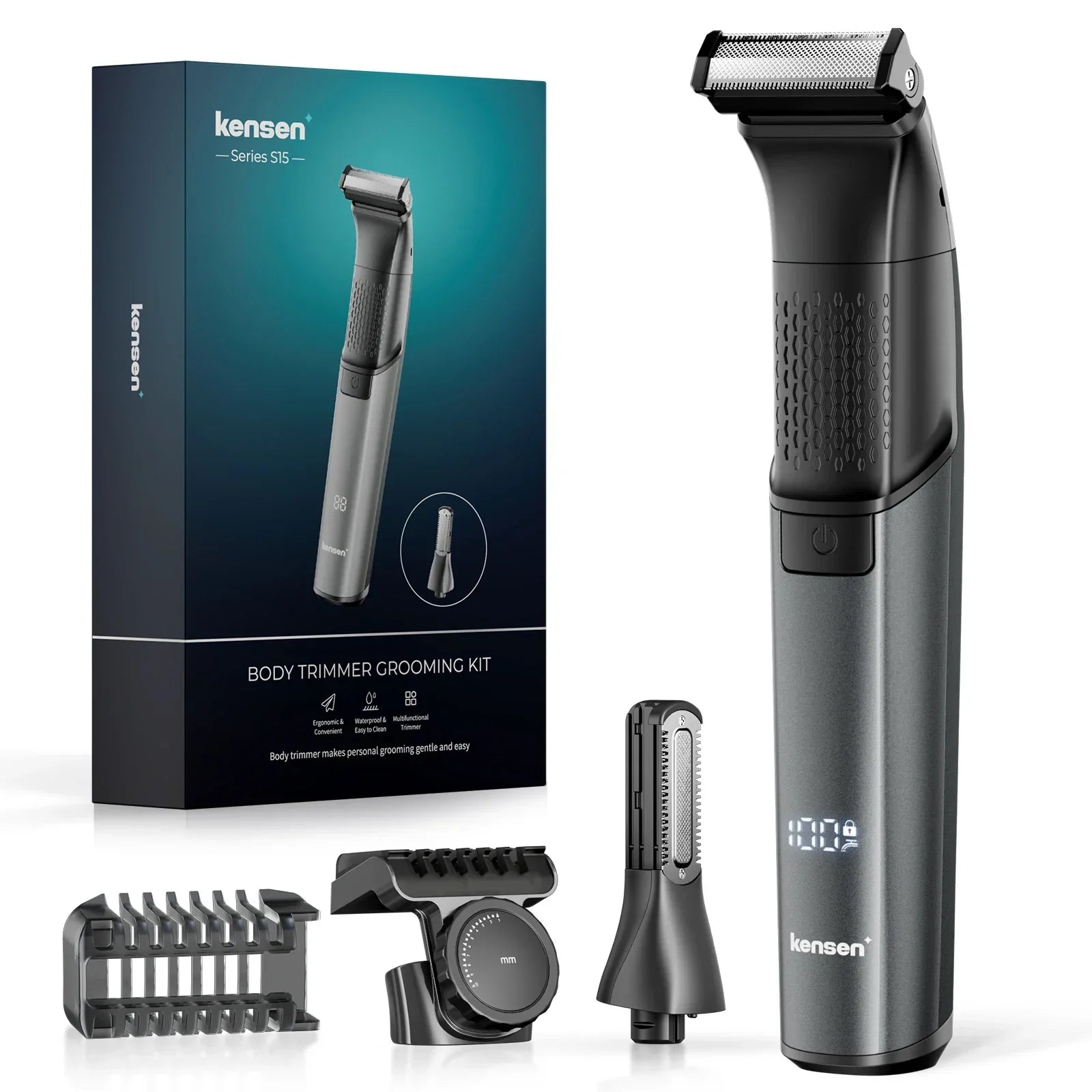 2-in-1 Dual-Sided Electric Trimmer Shaver Beard Body Razor Black-0