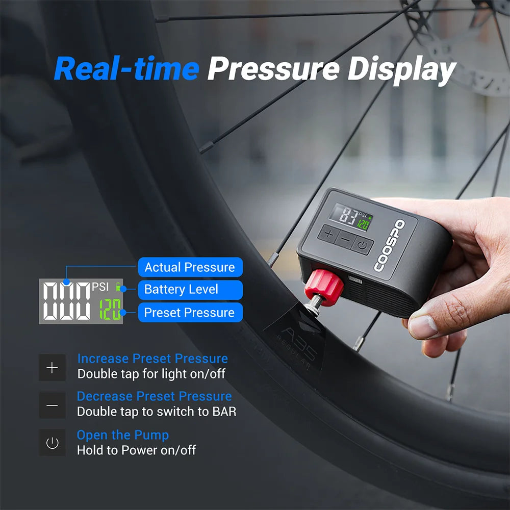 Mini Electric Air Pump Portable Digital Tire Inflator 120PSI Black-2