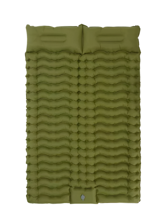 Double Self-Inflating Sleeping Pad Pillows Green-0