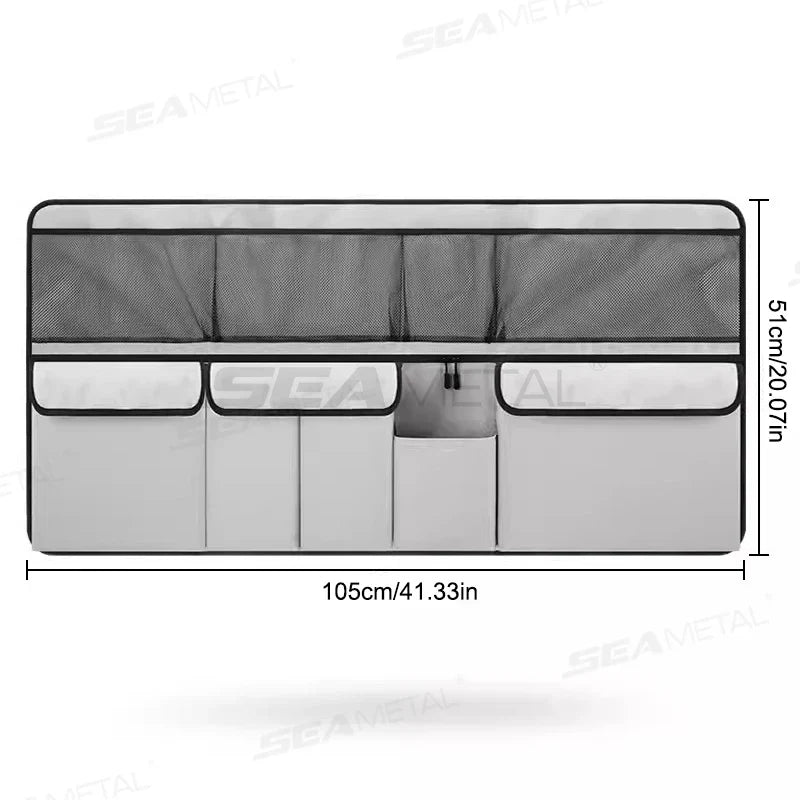 9-Pocket Car Seat Back Organizer Wear-Resistant Oxford Cloth Gray-4