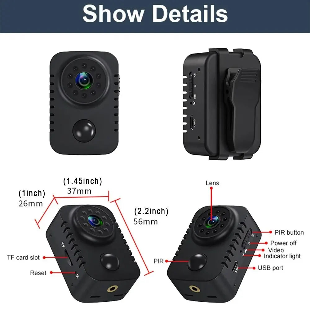 Mini Camera 1080P Full HD Smart WiFi Pocket Camcorder Black-1