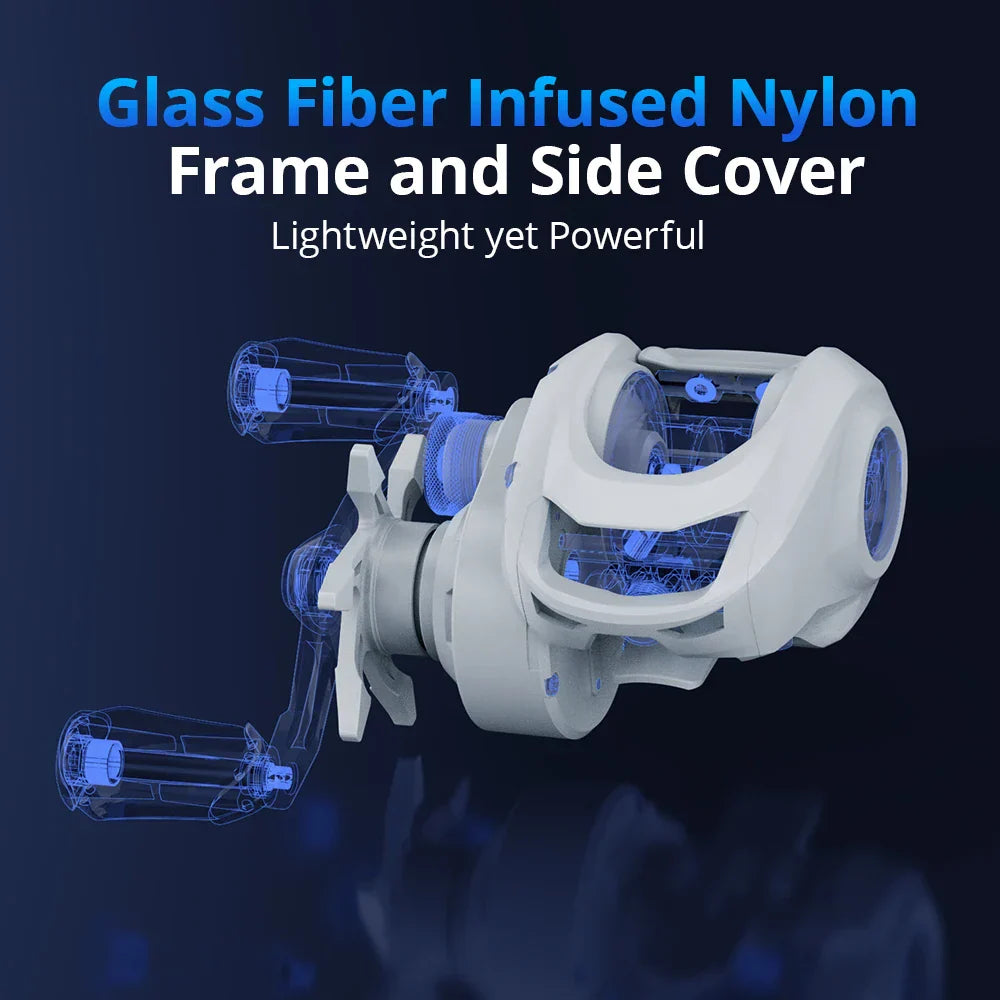 Right-Handed Baitcasting Reel High-Speed Gear Ratio White-2