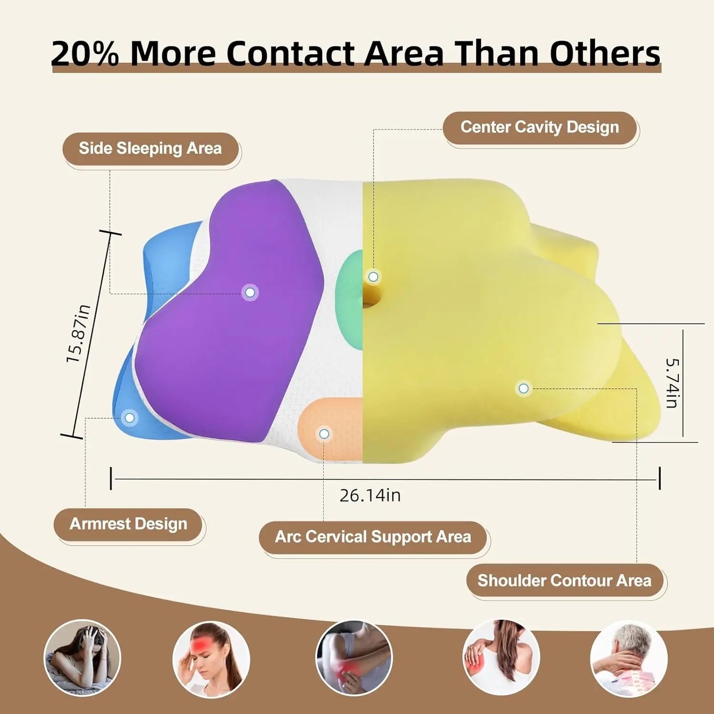 Ergonomic Wave Memory Foam Cervical Pillow Support Blue-3