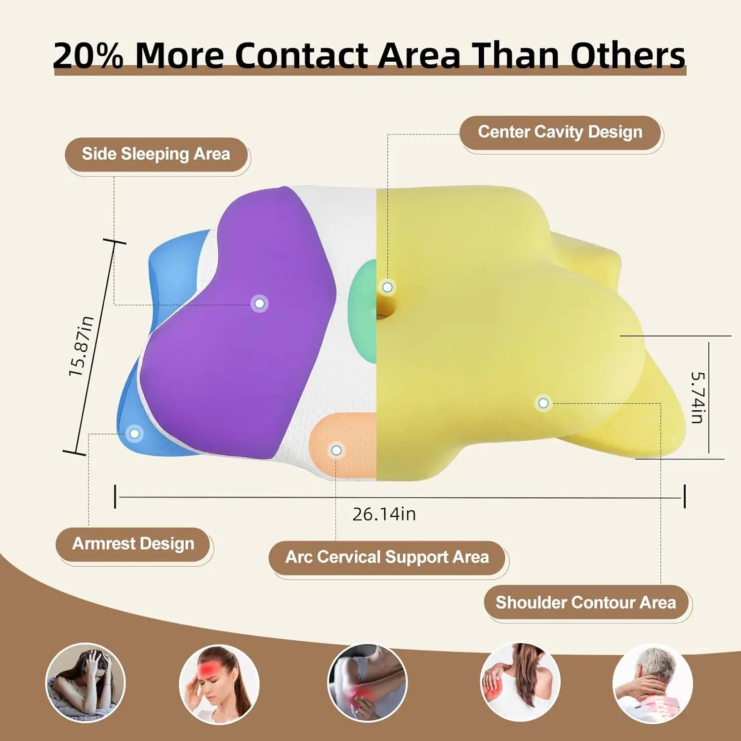 Ergonomic Wave Memory Foam Cervical Pillow Support Blue-3