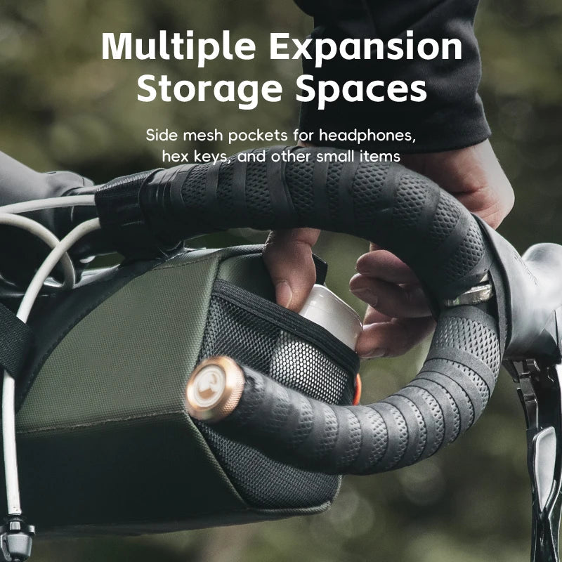 Waterproof Bicycle Tube Bag 2.2L Handlebar Storage Army Green-2