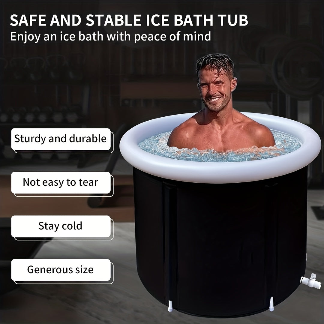 1Pc Freestanding Ice Bath Tub for Fitness Recovery(Black)-2