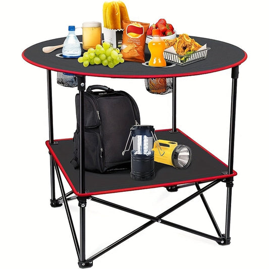 Folding Camping Table with Cup Holders & Carry Bag-0