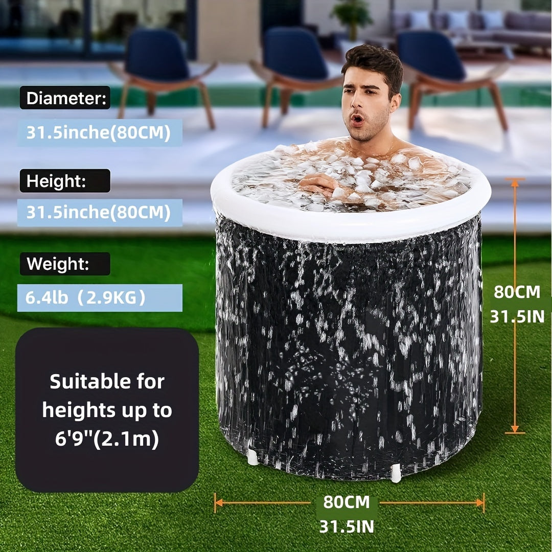 1Pc Freestanding Ice Bath Tub for Fitness Recovery(Black)-1